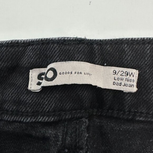 SO Low Rise Dad Jean Distressed Women's size 9 Black Denim Jeans - Picture 3 of 5
